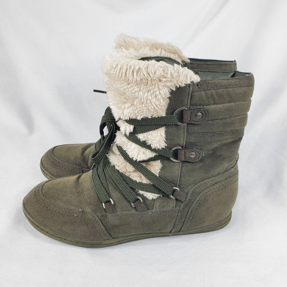 Guess Olive Green Faux Fur Lined Winter Boots - Picture 4 of 8